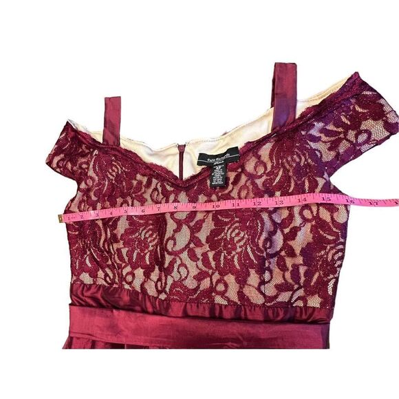 R & M Richards Burgundy Off The Shoulder Short Taffeta Dress 4P wedding party - Picture 7 of 10